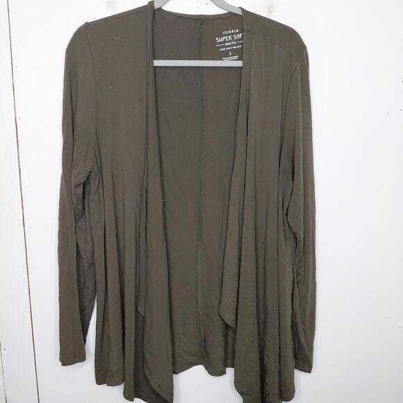 torrid Sweaters - Torrid Cardigan Womens 1X Olive Super Soft Knit Open Office Modest Work